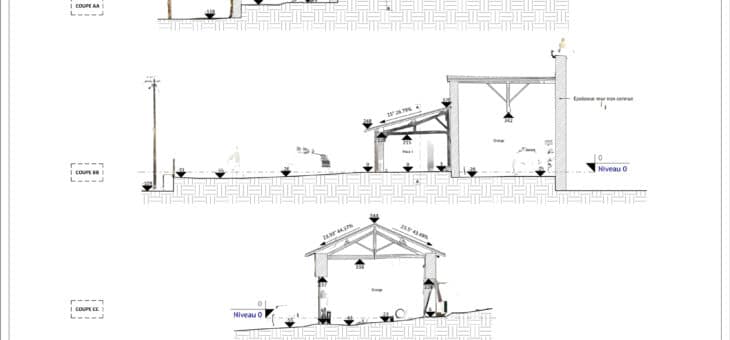 Plan 2D de deux granges pour un même logement